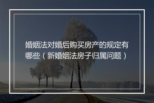 婚姻法对婚后购买房产的规定有哪些（新婚姻法房子归属问题）