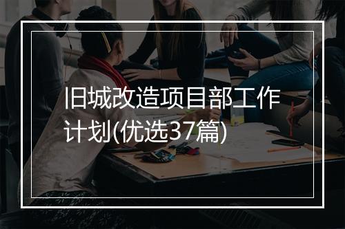 旧城改造项目部工作计划(优选37篇)