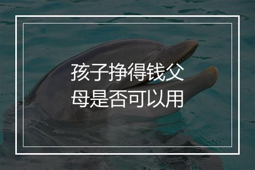 孩子挣得钱父母是否可以用