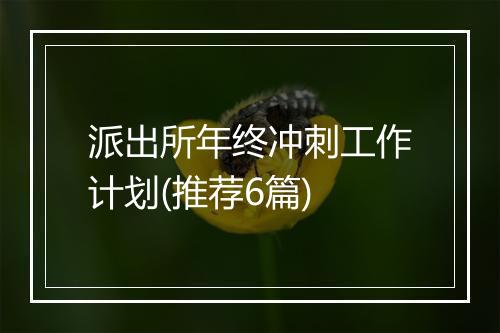 派出所年终冲刺工作计划(推荐6篇)