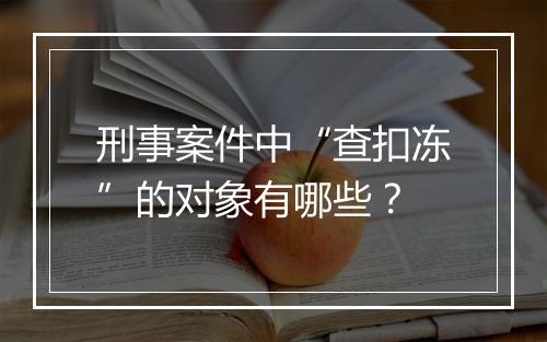 刑事案件中“查扣冻”的对象有哪些？