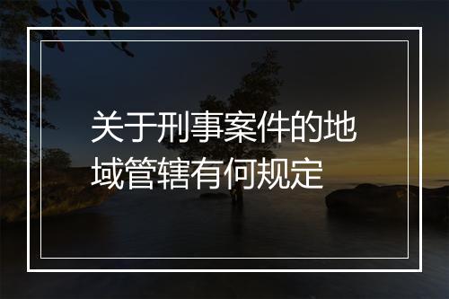 关于刑事案件的地域管辖有何规定