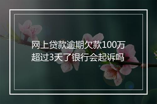 网上贷款逾期欠款100万超过3天了银行会起诉吗