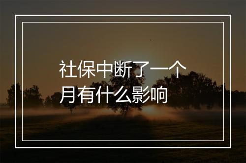 社保中断了一个月有什么影响