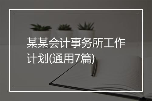 某某会计事务所工作计划(通用7篇)