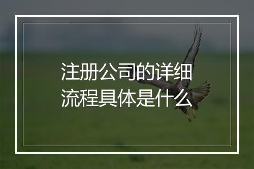 注册公司的详细流程具体是什么