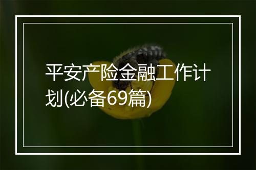 平安产险金融工作计划(必备69篇)