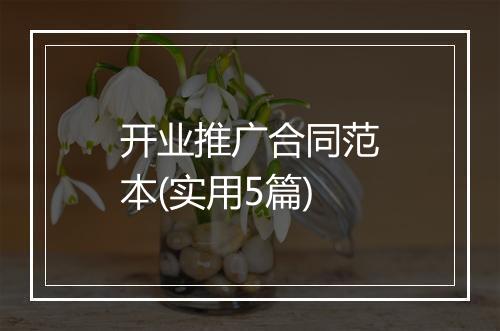 开业推广合同范本(实用5篇)