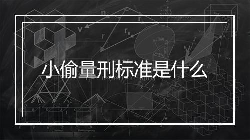 小偷量刑标准是什么
