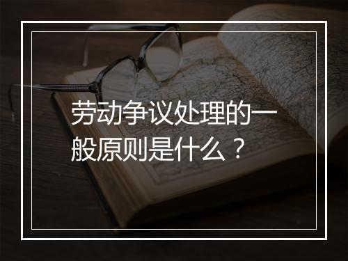 劳动争议处理的一般原则是什么？