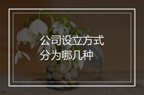 公司设立方式分为哪几种