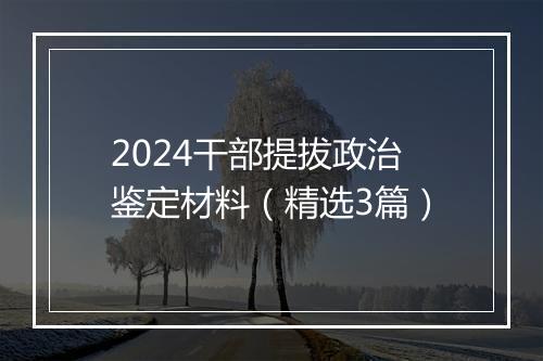2024干部提拔政治鉴定材料（精选3篇）