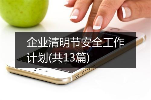企业清明节安全工作计划(共13篇)