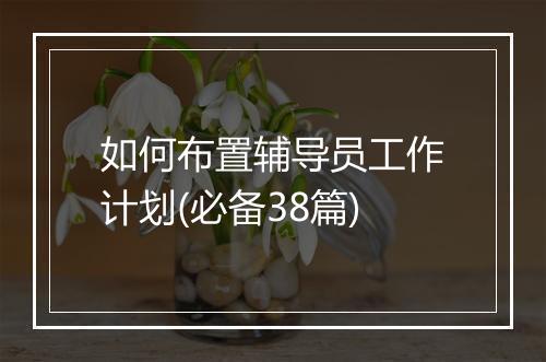 如何布置辅导员工作计划(必备38篇)