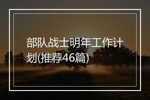 部队战士明年工作计划(推荐46篇)