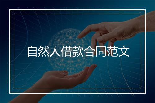 自然人借款合同范文