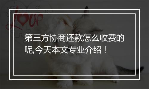 第三方协商还款怎么收费的呢,今天本文专业介绍！