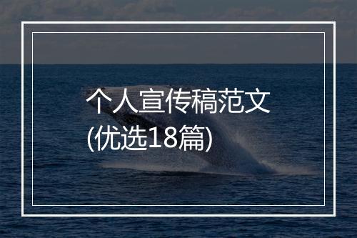 个人宣传稿范文(优选18篇)