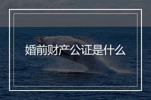 婚前财产公证是什么