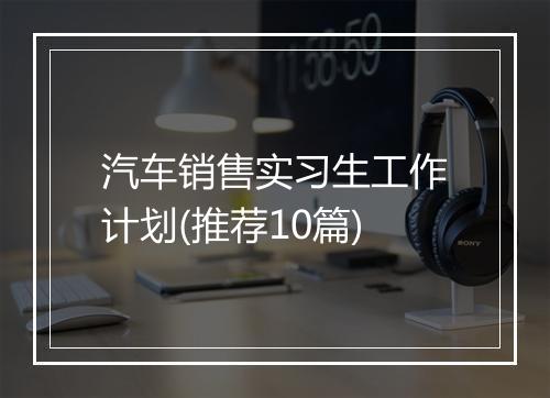 汽车销售实习生工作计划(推荐10篇)