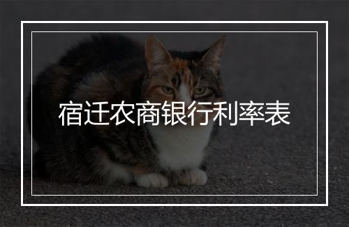 宿迁农商银行利率表
