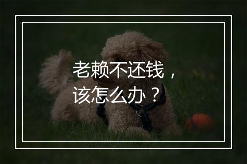 老赖不还钱，该怎么办？