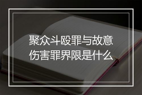 聚众斗殴罪与故意伤害罪界限是什么