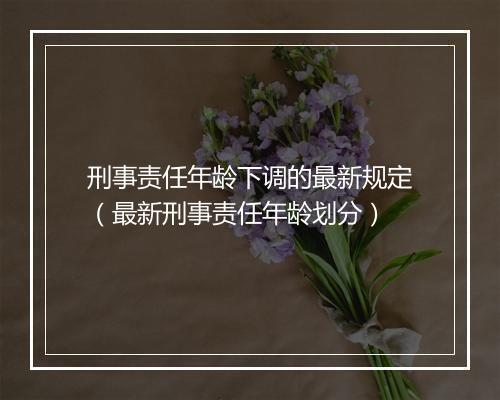 刑事责任年龄下调的最新规定（最新刑事责任年龄划分）