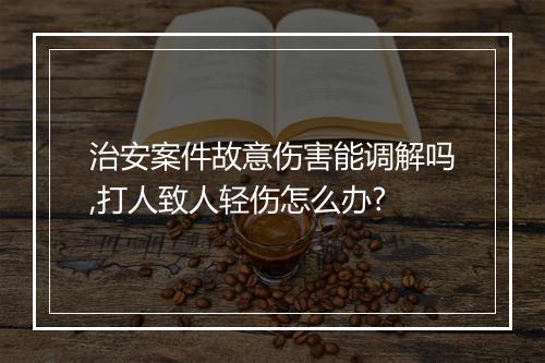 治安案件故意伤害能调解吗,打人致人轻伤怎么办?