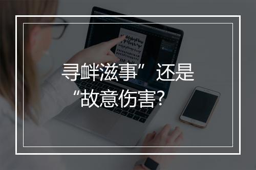 寻衅滋事”还是“故意伤害?