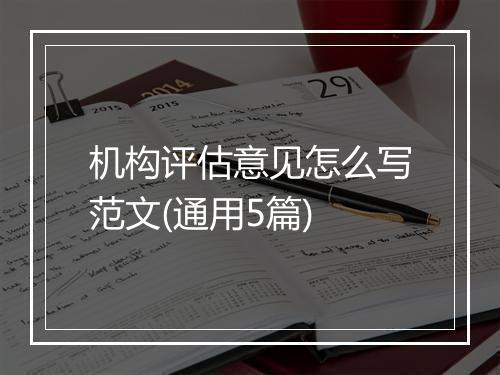 机构评估意见怎么写范文(通用5篇)