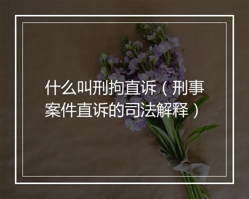 什么叫刑拘直诉（刑事案件直诉的司法解释）