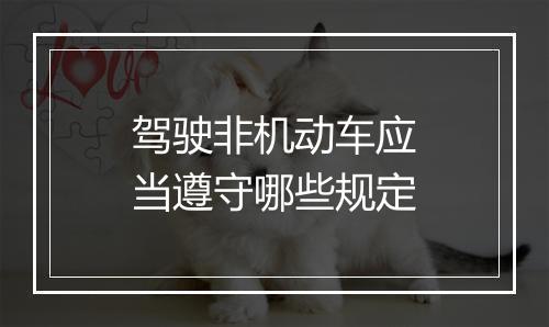 驾驶非机动车应当遵守哪些规定