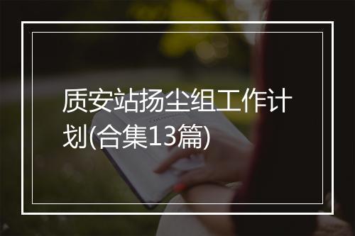 质安站扬尘组工作计划(合集13篇)