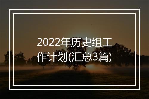 2022年历史组工作计划(汇总3篇)