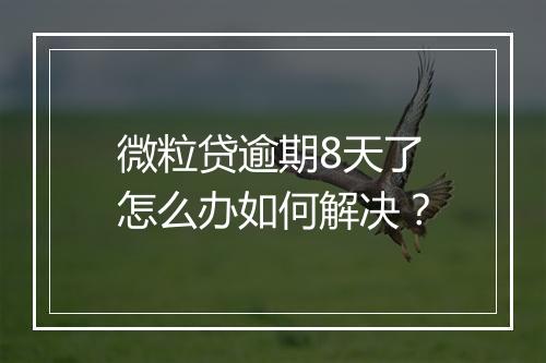 微粒贷逾期8天了怎么办如何解决？