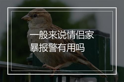 一般来说情侣家暴报警有用吗