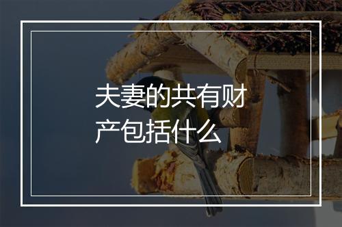 夫妻的共有财产包括什么