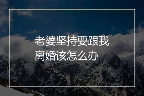 老婆坚持要跟我离婚该怎么办