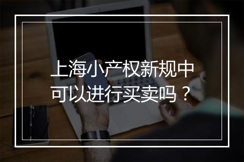 上海小产权新规中可以进行买卖吗？