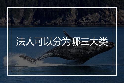法人可以分为哪三大类
