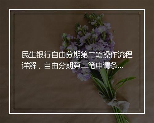 民生银行自由分期第二笔操作流程详解，自由分期第二笔申请条件
