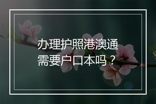 办理护照港澳通需要户口本吗？