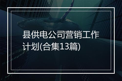 县供电公司营销工作计划(合集13篇)