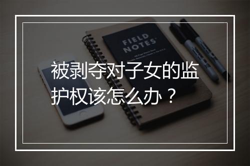 被剥夺对子女的监护权该怎么办？