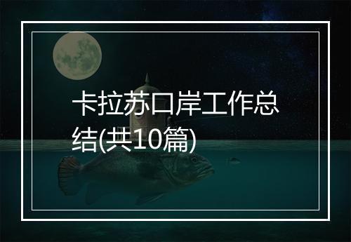 卡拉苏口岸工作总结(共10篇)