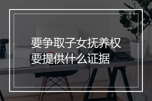要争取子女抚养权要提供什么证据