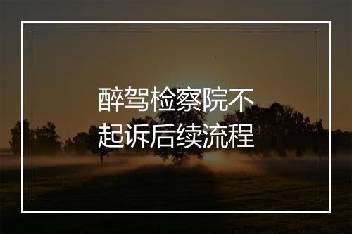 醉驾检察院不起诉后续流程
