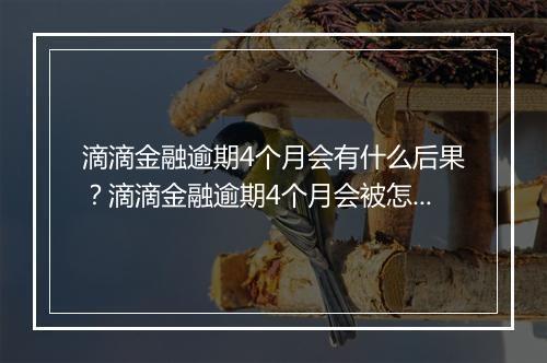 滴滴金融逾期4个月会有什么后果？滴滴金融逾期4个月会被怎么处理？