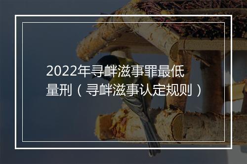 2022年寻衅滋事罪最低量刑（寻衅滋事认定规则）